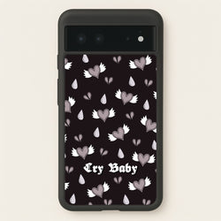 Cry Baby Monochrome Hearts Pattern  - Goth Aesthetic Phone Case for Google Pixel 6