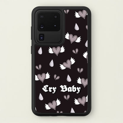 Cry Baby Monochrome Hearts Pattern  - Goth Aesthetic Phone Case for Galaxy S20 Ultra