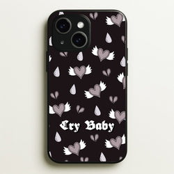 Cry Baby Monochrome Hearts Pattern  - Goth Aesthetic Phone Case for iPhone 14