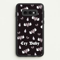 Cry Baby Monochrome Hearts Pattern  - Goth Aesthetic Phone Case for Galaxy S10e