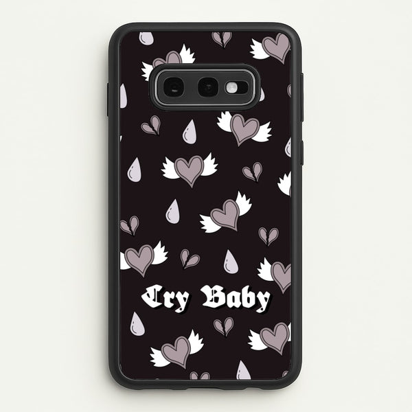 Cry Baby Monochrome Hearts Pattern  - Goth Aesthetic Phone Case for Galaxy S10e