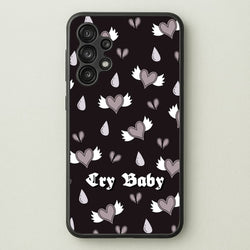 Cry Baby Monochrome Hearts Pattern  - Goth Aesthetic Phone Case for Galaxy A13