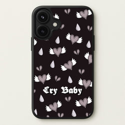 Cry Baby Monochrome Hearts Pattern Phone Case for iPhone 17