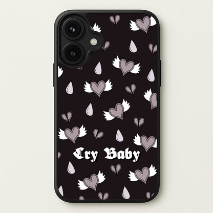 Cry Baby Monochrome Hearts Pattern Phone Case for iPhone 17
