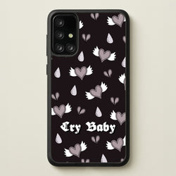 Cry Baby Monochrome Hearts Pattern  - Goth Aesthetic Phone Case for Galaxy A71