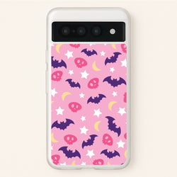 Skull, Bats And Stars Pattern  - Goth Aesthetic Phone Case for Google Pixel 7 Pro