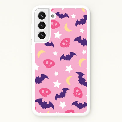 Skull, Bats And Stars Pattern  - Goth Aesthetic Phone Case for Galaxy S22 Plus