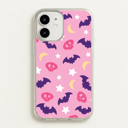 Skull, Bats And Stars Pattern  - Goth Aesthetic Phone Case for iPhone 12 Mini