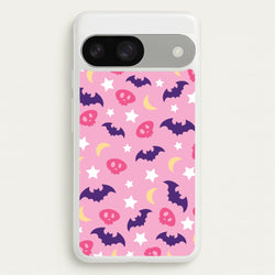 Skull, Bats And Stars Pattern  - Goth Aesthetic Phone Case for Google Pixel 9 / 9 Pro
