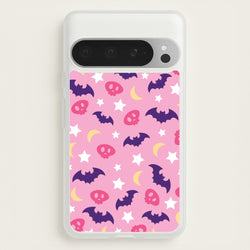 Skull, Bats And Stars Pattern  - Goth Aesthetic Phone Case for Google Pixel 9 Pro XL