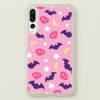 Skull, Bats And Stars Pattern  - Goth Aesthetic Phone Case for Huawei P20 Pro