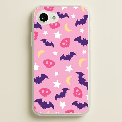 Skull, Bats And Stars Pattern  - Goth Aesthetic Phone Case for iPhone 16e