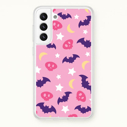 Skull, Bats And Stars Pattern  - Goth Aesthetic Phone Case for Galaxy S21FE