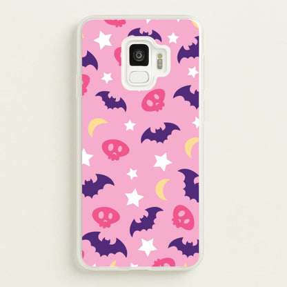 Skull, Bats And Stars Pattern  - Goth Aesthetic Phone Case for Galaxy S9