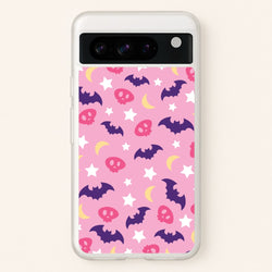 Skull, Bats And Stars Pattern  - Goth Aesthetic Phone Case for Google Pixel 8 Pro