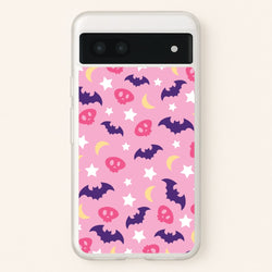 Skull, Bats And Stars Pattern  - Goth Aesthetic Phone Case for Google Pixel 6a