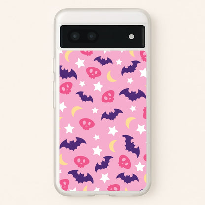 Skull, Bats And Stars Pattern  - Goth Aesthetic Phone Case for Google Pixel 6a