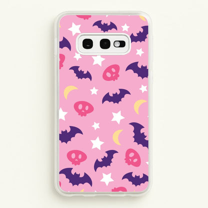 Skull, Bats And Stars Pattern  - Goth Aesthetic Phone Case for Galaxy S10e