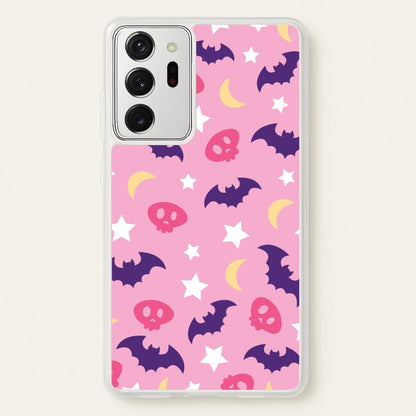 Skull, Bats And Stars Pattern  - Goth Aesthetic Phone Case for Galaxy Note 20 Ultra