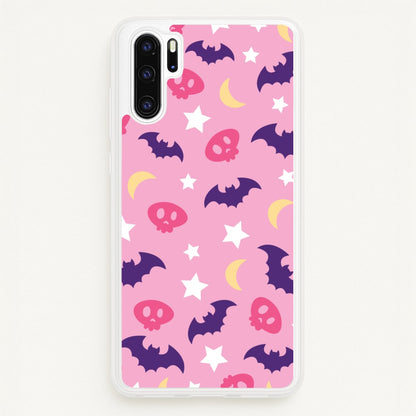 Skull, Bats And Stars Pattern  - Goth Aesthetic Phone Case for Huawei P30 Pro
