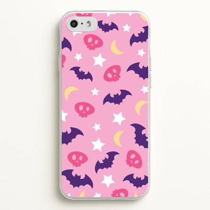 Skull, Bats And Stars Pattern  - Goth Aesthetic Phone Case for iPhone 5 / 5s / SE 2016