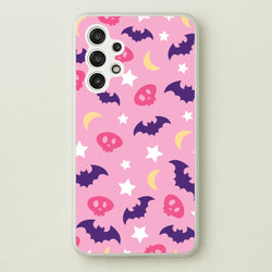 Skull, Bats And Stars Pattern  - Goth Aesthetic Phone Case for Galaxy A13
