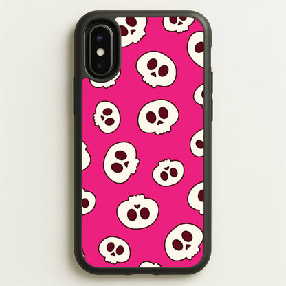 Pink Skulls Pattern  - Goth Aesthetic Phone Case for iPhone X / XS