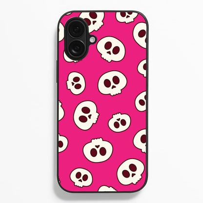 Pink Skulls Pattern  - Goth Aesthetic Phone Case for iPhone 16 Plus
