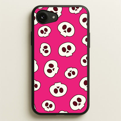 Pink Skulls Pattern  - Goth Aesthetic Phone Case for iPhone 16e