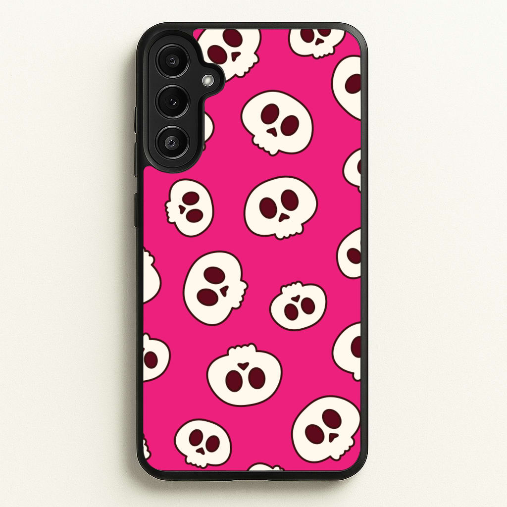 Pink Skulls Pattern  - Goth Aesthetic Phone Case for Galaxy A34