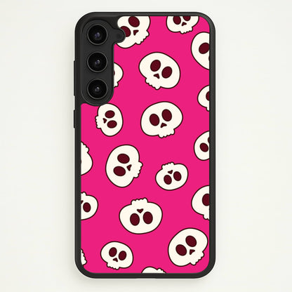 Pink Skulls Pattern  - Goth Aesthetic Phone Case for Galaxy S23 Plus