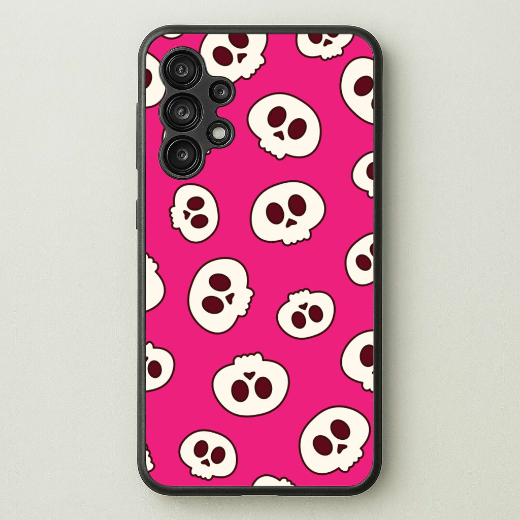 Pink Skulls Pattern  - Goth Aesthetic Phone Case for Galaxy A13