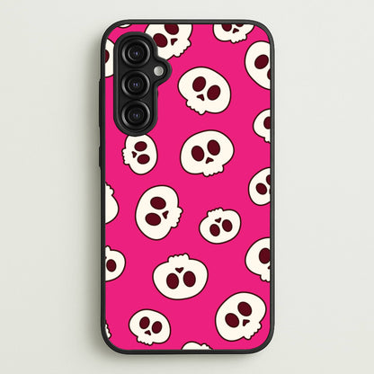 Pink Skulls Pattern  - Goth Aesthetic Phone Case for Galaxy A14
