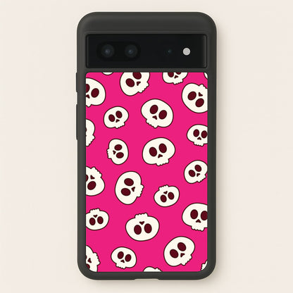 Pink Skulls Pattern  - Goth Aesthetic Phone Case for Google Pixel 7