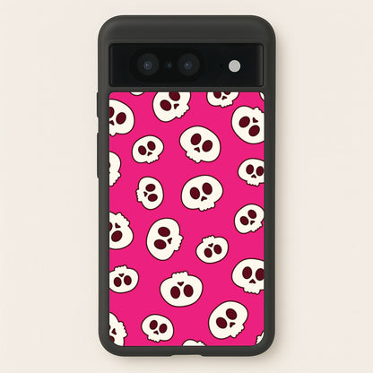 Pink Skulls Pattern  - Goth Aesthetic Phone Case for Google Pixel 8