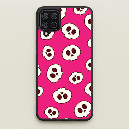 Pink Skulls Pattern  - Goth Aesthetic Phone Case for Galaxy A12