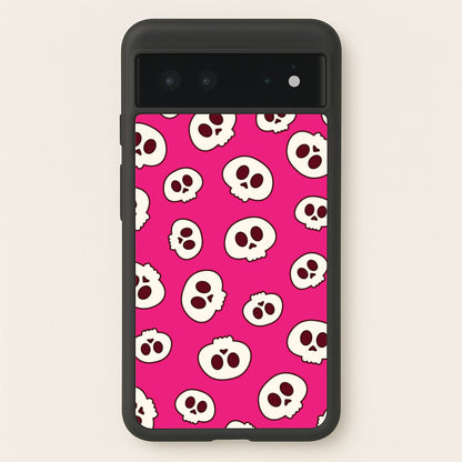 Pink Skulls Pattern  - Goth Aesthetic Phone Case for Google Pixel 6