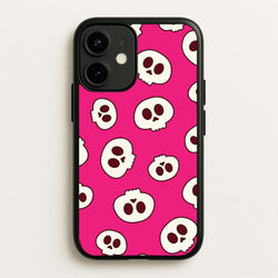 Pink Skulls Pattern  - Goth Aesthetic Phone Case for iPhone 12 Mini