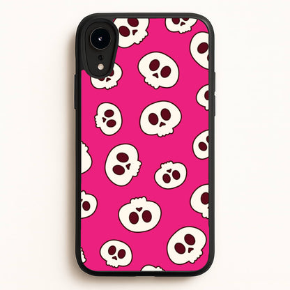 Pink Skulls Pattern  - Goth Aesthetic Phone Case for iPhone XR