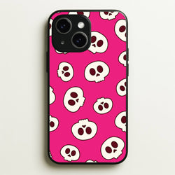 Pink Skulls Pattern  - Goth Aesthetic Phone Case for iPhone 14 Plus