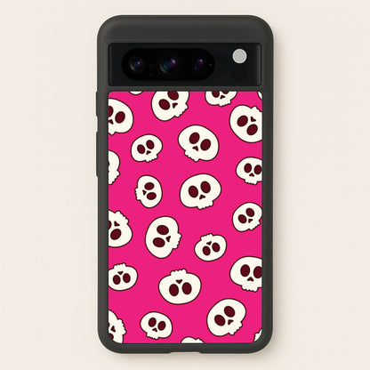 Pink Skulls Pattern  - Goth Aesthetic Phone Case for Google Pixel 8 Pro