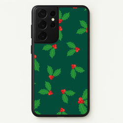 Holly - Christmas Patterns  - Christmas Patterns Phone Case for Galaxy S21 Ultra