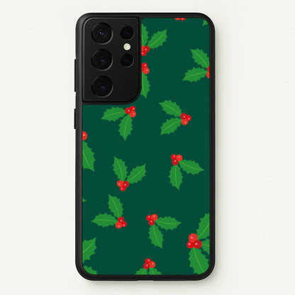 Holly - Christmas Patterns  - Christmas Patterns Phone Case for Galaxy S21 Ultra