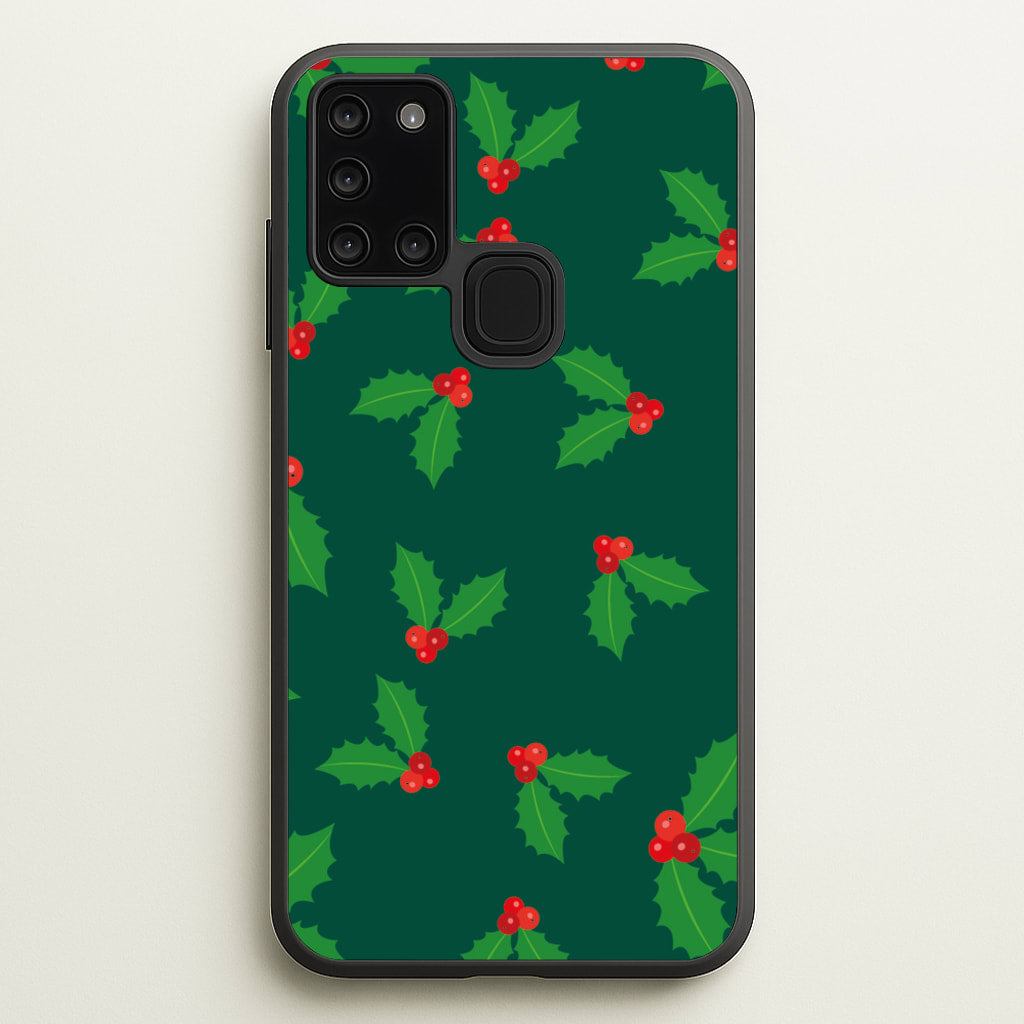 Holly - Christmas Patterns  - Christmas Patterns Phone Case for Galaxy A21s