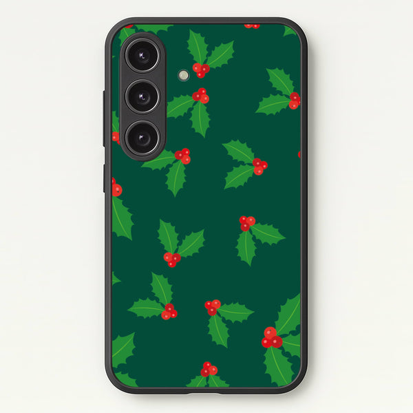 Holly - Christmas Patterns  - Christmas Patterns Phone Case for Galaxy S24