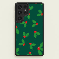 Holly - Christmas Patterns  - Christmas Patterns Phone Case for Galaxy S23 Ultra