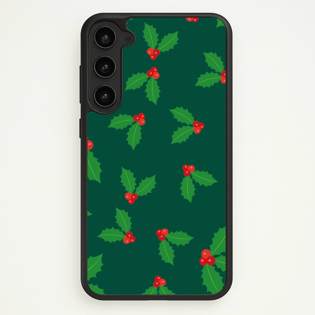 Holly - Christmas Patterns  - Christmas Patterns Phone Case for Galaxy S23 Plus