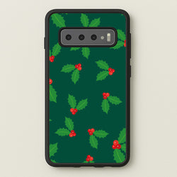 Holly - Christmas Patterns  - Christmas Patterns Phone Case for Galaxy S10 Plus