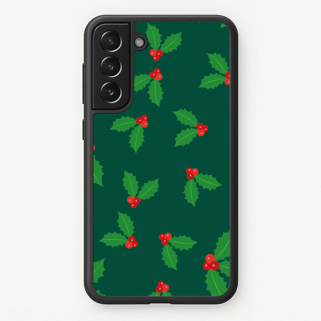 Holly - Christmas Patterns  - Christmas Patterns Phone Case for Galaxy S21 Plus