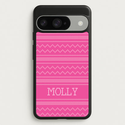 Personalised Christmas Jumper Pink Phone Case for Google Pixel 10 / 10 Pro